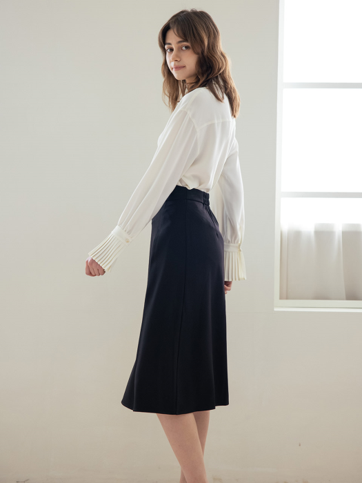 WED_Pleated long-sleeved shirt
