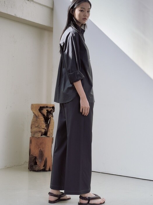 STITCH WIDE PANTS [DARK GREY]