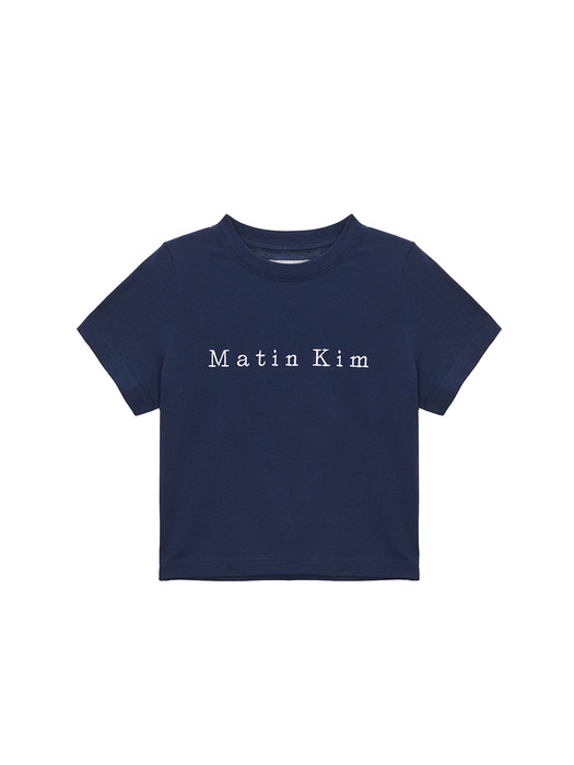 MATIN EMBROIDERY LOGO CROP TOP IN NAVY