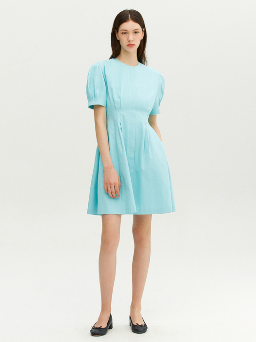 MANAROLA Puff sleeve mini one piece (Cyan blue)