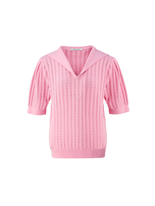 Deer sailor collar puff knit - Pink