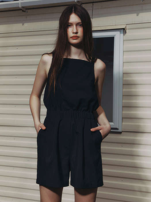 MATERA Backless banding jumpsuit (Black)