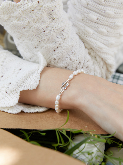 [silver925]blossom pearl toggle bracelet