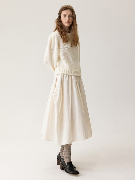 Ella Gather Skirt Off-White