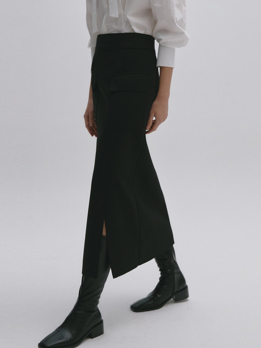 Raw Cut Slit Detail H-Line Skirt