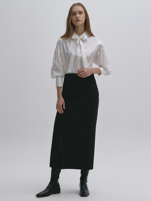 Raw Cut Slit Detail H-Line Skirt