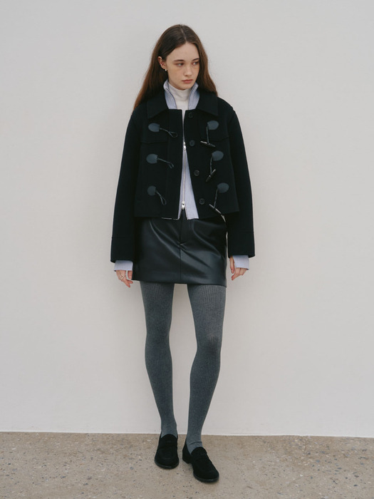 ZAHA Short Duffle Cashmere Handmade Coat_Black