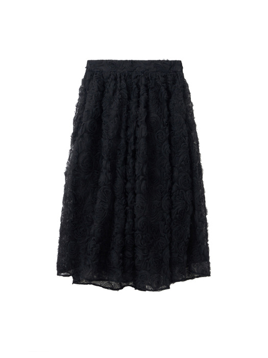 Rose Lace Full Skirt / Black