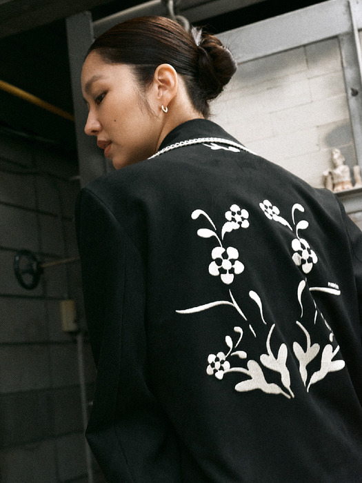 Embroidered Faux-Suede Jacket_Black
