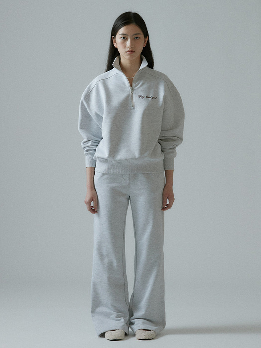 Half Zip-Up Sweatshirt-grey