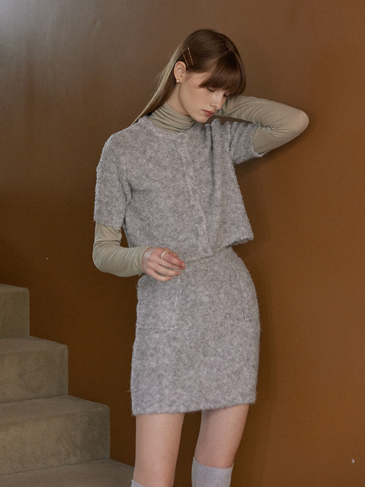 Blur bookle mini skirt - grey