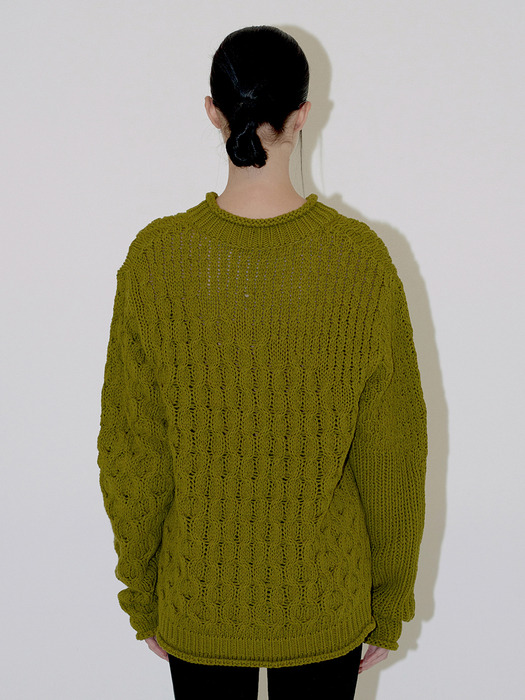 CABLE OVER CARDIGAN (olive)