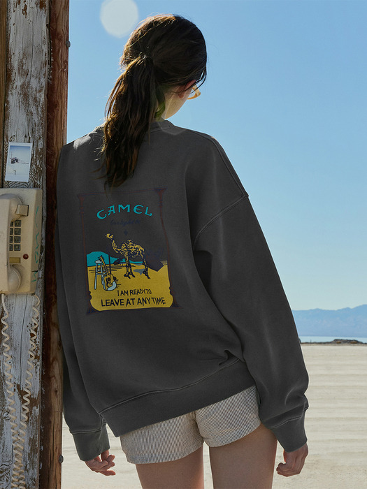 플루크 카멜 피그먼트 맨투맨 티셔츠 FMT756 / 4color