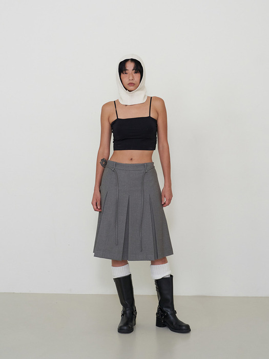 Pleated Midi Skirt D/Gray
