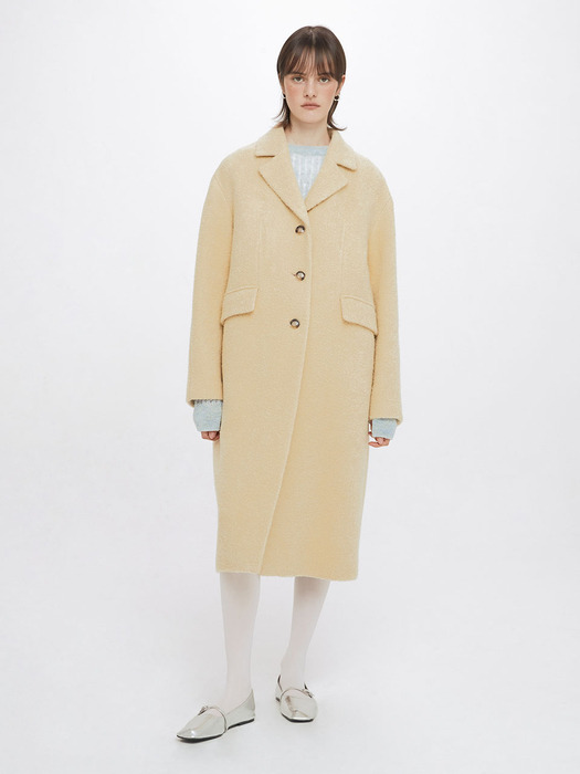 Boucle Long Coat in Yellow VW3WH020-52
