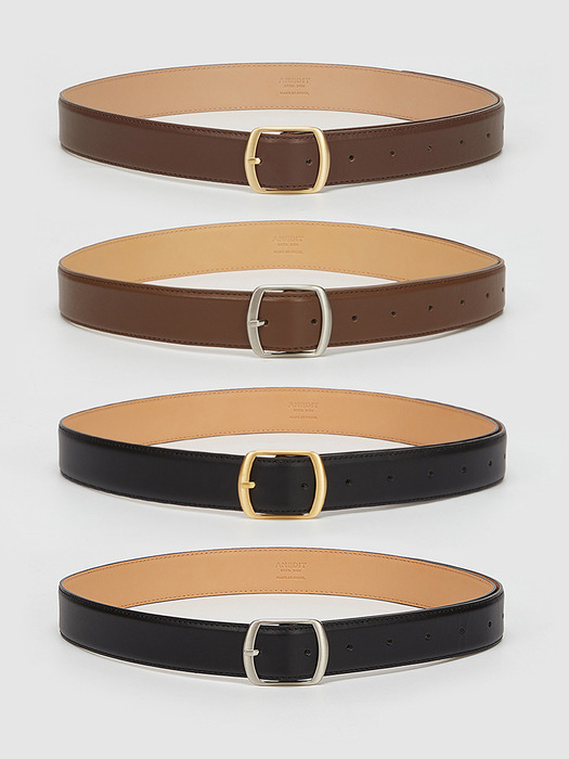 T Squre Hardware Leather Belt_4colors