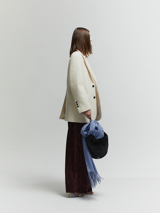 VIRGIN WOOL MUFFLER_MELANGE BLUE