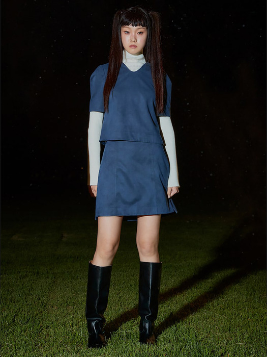 Suede Mini Skirt  Pastel Blue (KE3Y27M01P)