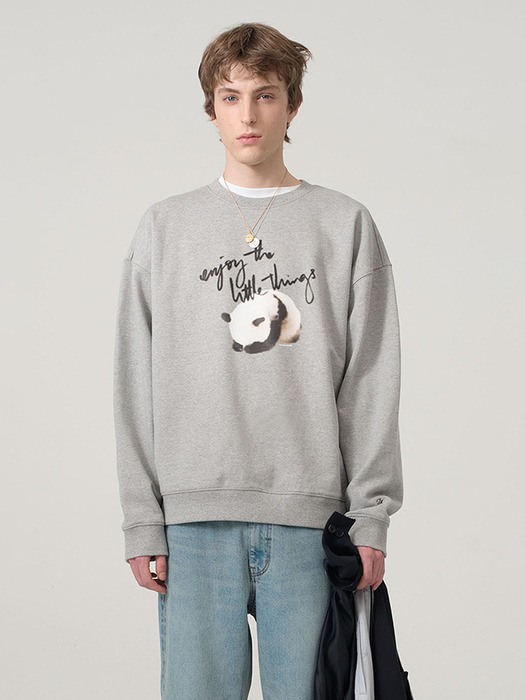 UNISEX PANDA SWEATSHIRT MELANGE GREY_M_UDTS4A112G2