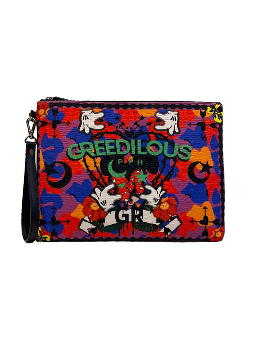 GREEDILOUS RED CAMOUFlAGE CLUTCH