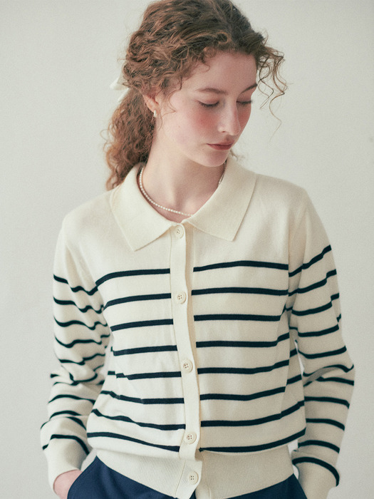 Basic Stripe Collar Cardigan_2color