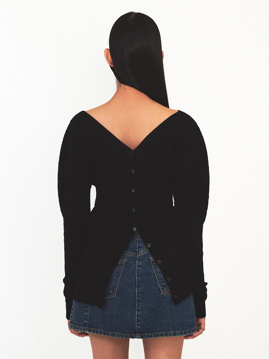 V NECK SILHOUETTE CARDIGAN (black)