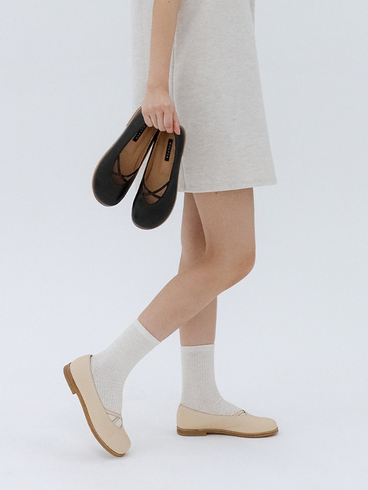 x point flat shoes_24021_ivory