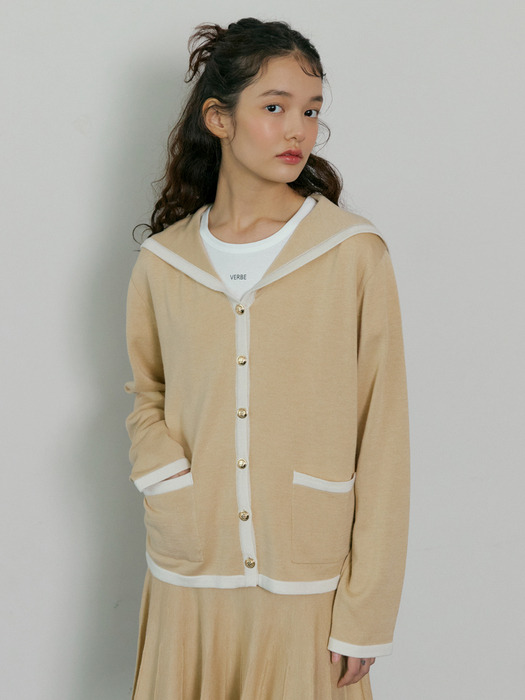 168 sailor knit cardigan (beige)