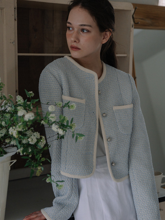 Coloration Tweed Jacket - Sky blue