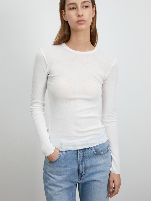 CUTTING LONG SLEEVE TOP_IVORY