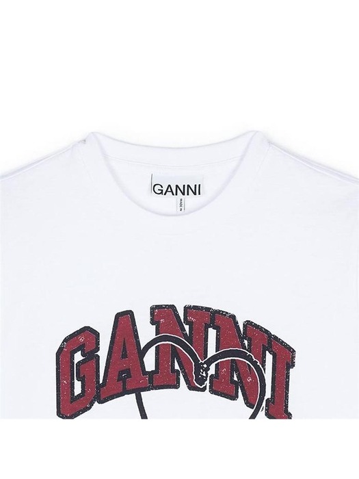 가니 여성 체리 그래픽 릴렉스핏 반팔 티셔츠 화이트 T3860-151