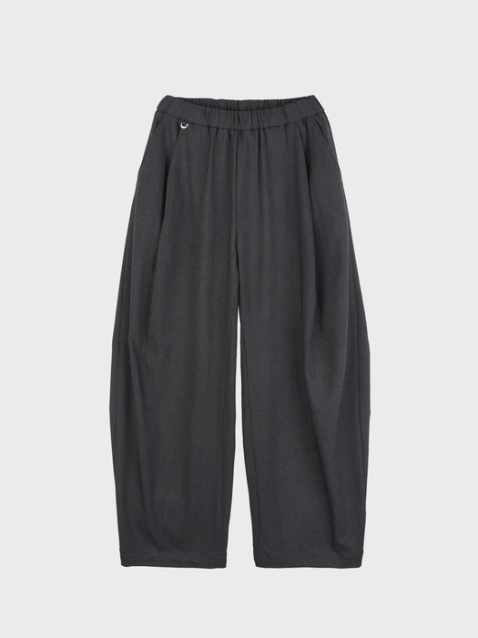 CURVED WIDE BANDING PANTS_CHARCOAL