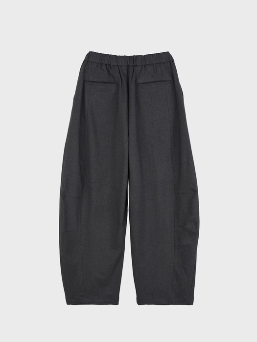 CURVED WIDE BANDING PANTS_CHARCOAL