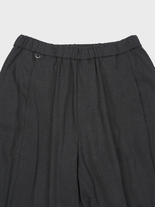 CURVED WIDE BANDING PANTS_CHARCOAL