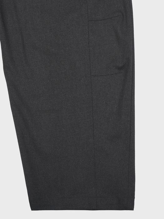 CURVED WIDE BANDING PANTS_CHARCOAL