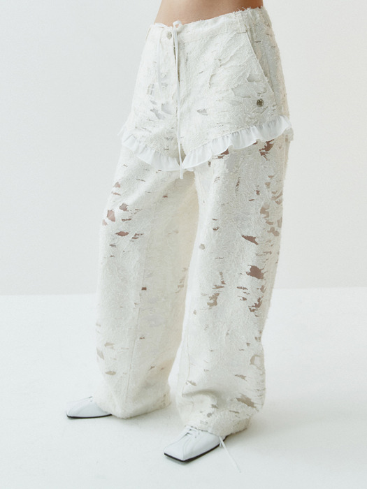【Gimmetheyoung】G_JACQUARD DETACHABLE PANTS IVORY 김미더영]G_JACQUARD DETACHABLE PANTS / IVORY