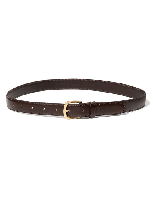 (W) simple gold cowhide leather belt (T019_brown)