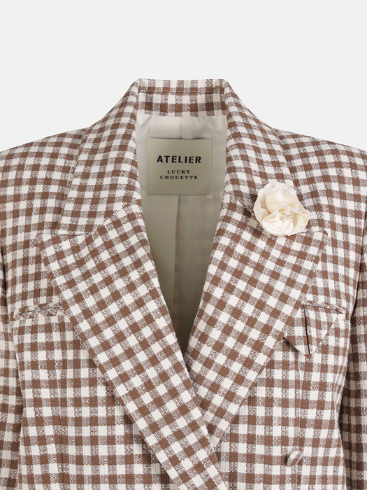 [Atelier] Cotton Gingham Check Jacket (1 Detachable Flower)_LFJAM24840BRX