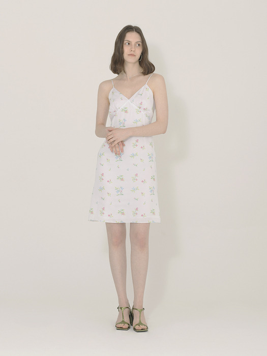 Cross-stitch Floral Print Dress