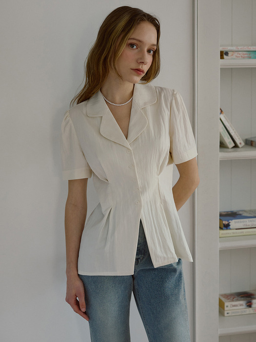 Classic Open Collar Blouse [Ivory]