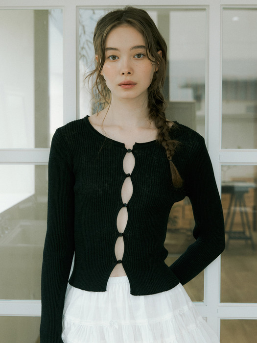 200 see-through knit cardigan (black)