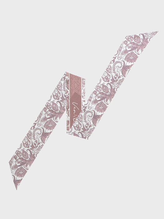 Paisley Garden-Mauve Pink Long Twilly Silk Scarf