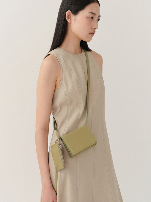 Accordion Mini Leather Bag Olive