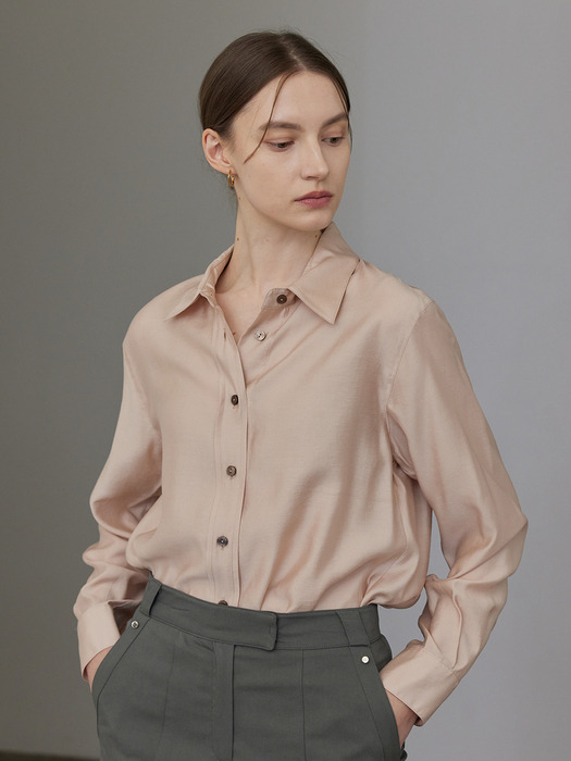 Modal Shirts Blouse_Pink Beige