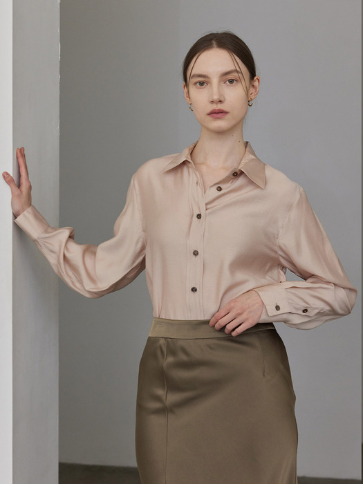 Modal Shirts Blouse_Pink Beige