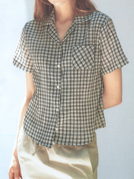 gupy half sleeve check shirt (ivory)