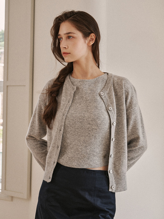 layered cashwool cardigan-gray