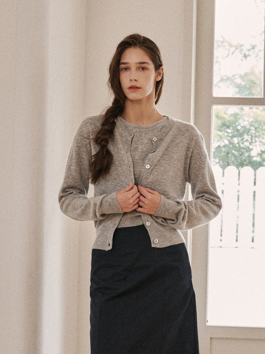 layered cashwool cardigan-gray