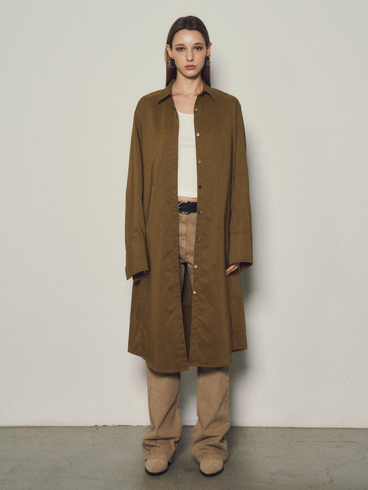 Slub Cutting Long Coat Shirts_CTT338(Khaki)