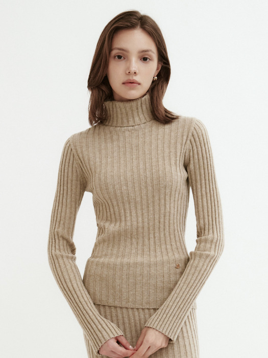 DINA RIBBED TURTLE NECK KNIT (2colors)